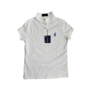 Johnnie-O Polo Shirt Short Sleeve Mock Neck White Casual‎ Logo Girls Size 10